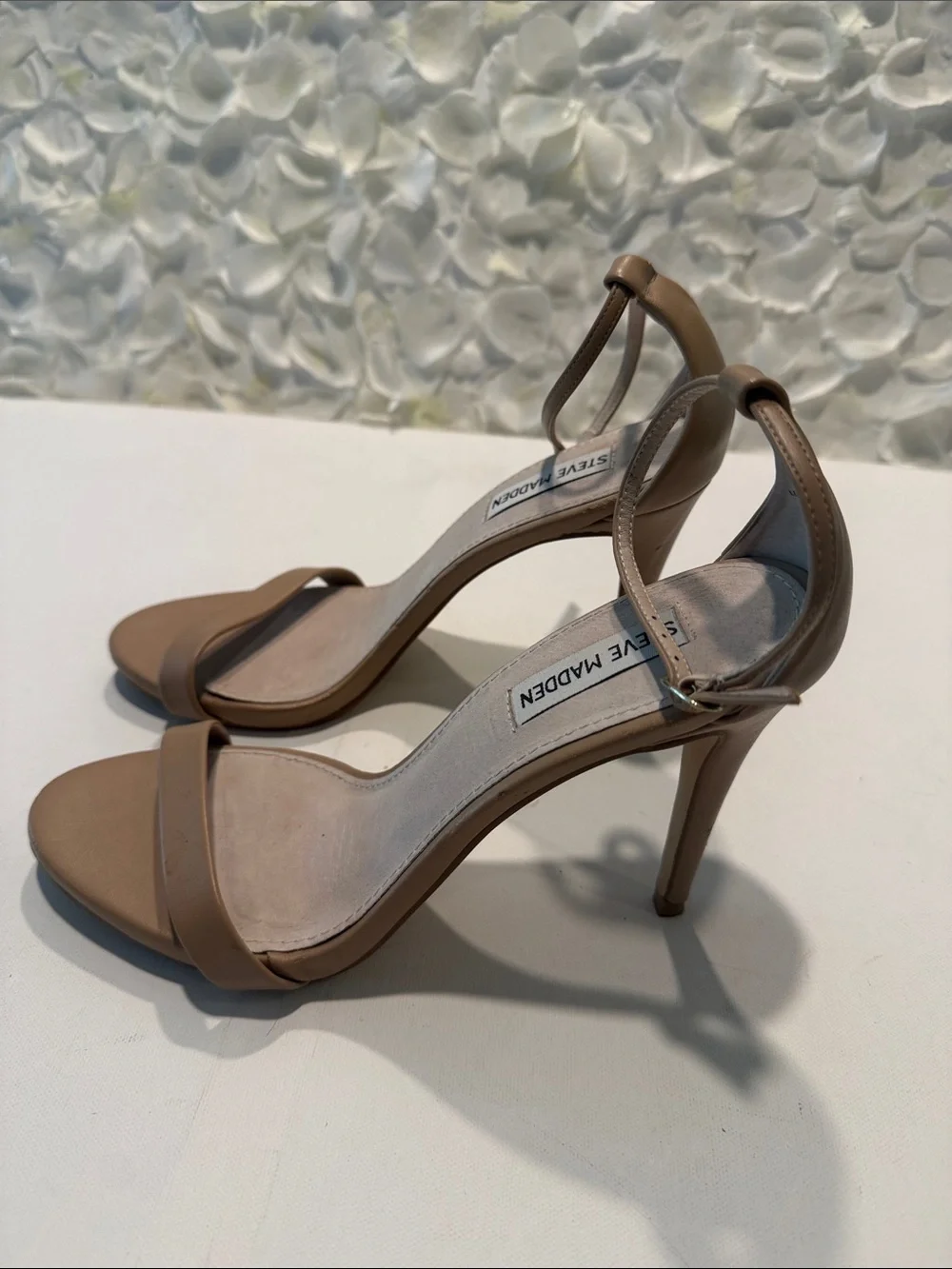 Steve Madden Nude/Tan Single-Strap Ankle-Strap Heels